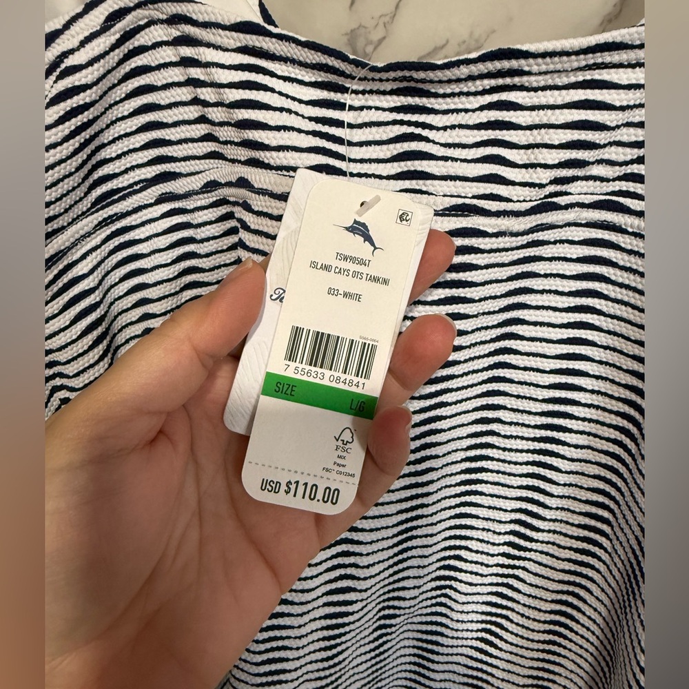 NEW Tommy Bahama Women's Island Cays Stripe Tankini Top Swimwear Size L - Picture 7 of 11